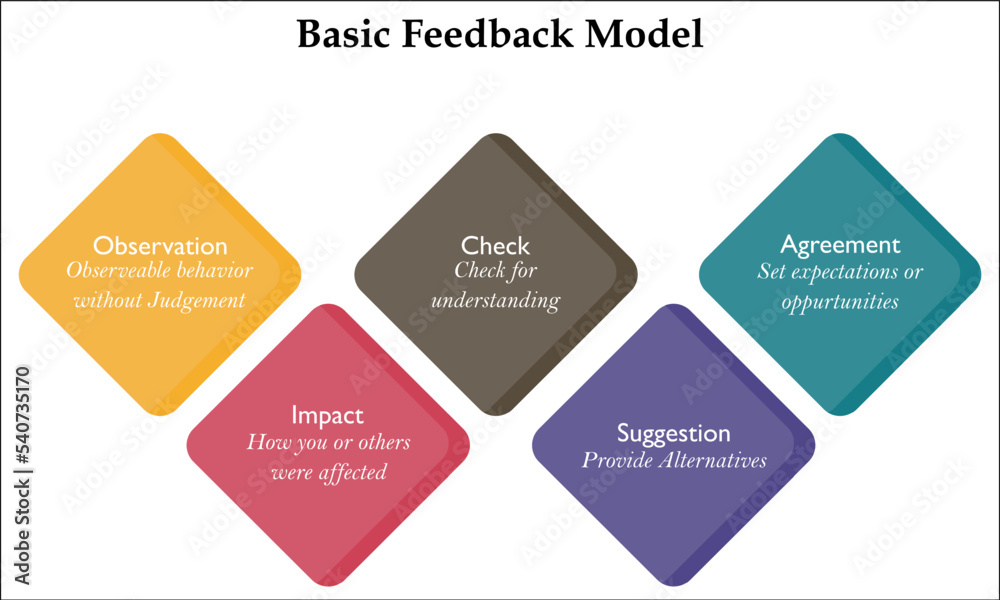 Five steps of Basic Feedback Model with description placeholder in an