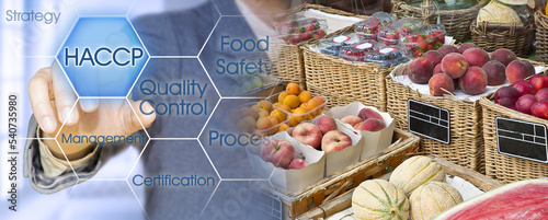 Fresh fruit HACCP (Hazard Analysis and Critical Control Points) concept - Food Safety and Quality Control in food industry photo