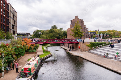 King's Cross Regent's canal towpath, Granary Square, North London, England, UK, October 15, 2022
 photo
