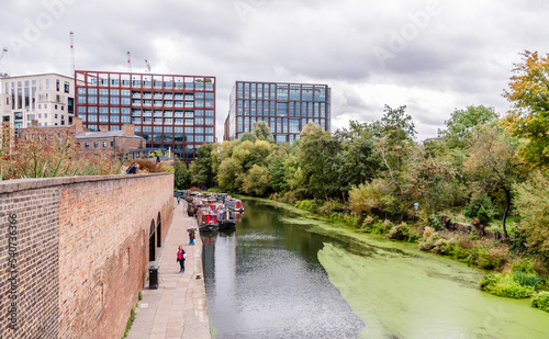 King's Cross Regent's canal towpath, Granary Square, North London, England, UK, October 15, 2022 photo