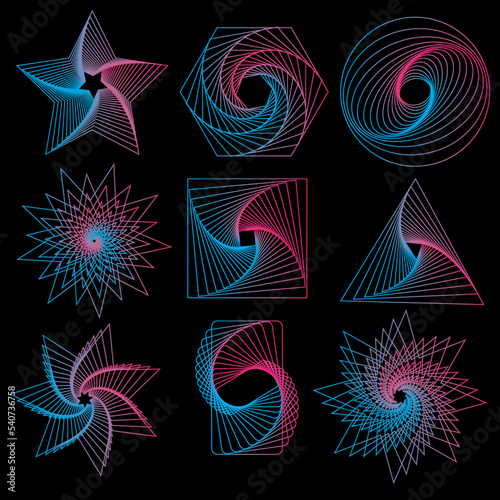 Abstract Geometrical Spiral Lines Set
