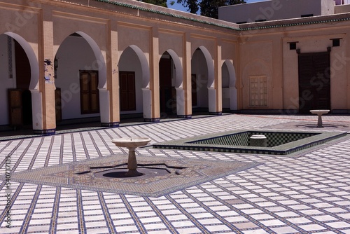Dar Batha, Qasr al-Batha former royal palace's courtyard in the city of Fez, Morocco photo
