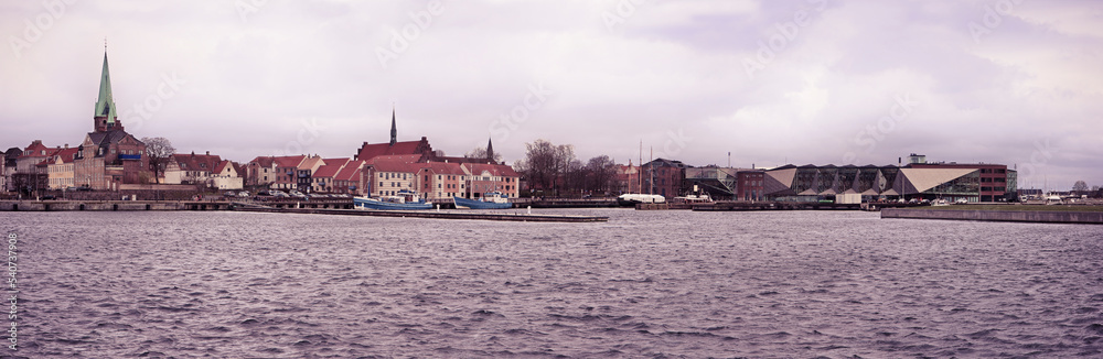 Helsingor city, the place where William Shakespeare set the Hamlet. The village is located on the sea that separates Denmark from Sweden. Image related to winter 2017