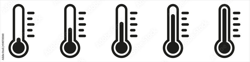 Temperature Symbol Set .Three vector thermometer showing the ...