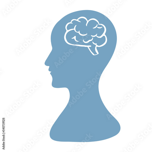 Human brain. Isolated vector icon , profile of a person , a symbol of an external critic, schizophrenia, paranoia