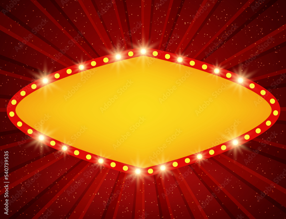 Abstract vector red shining beams background illustration with sparkle banner