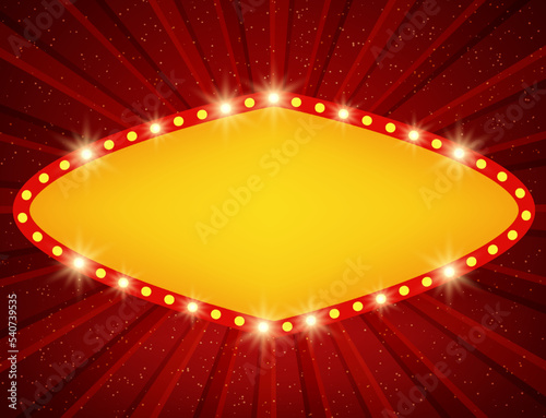 Abstract vector red shining beams background illustration with sparkle banner