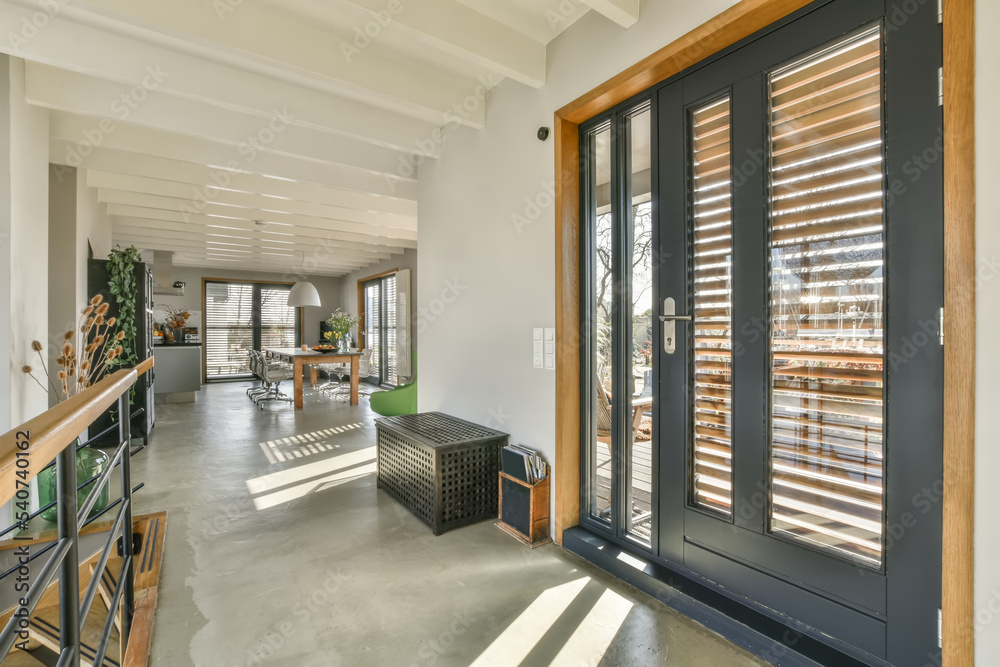Interior of corridor with entrance door Stock Photo | Adobe Stock