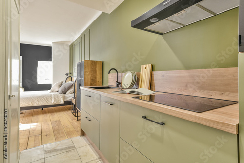 Kitchen counter with modern appliances