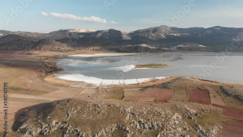 Aerial view of the soda lake Yarisli Golu near Salda lake Turkey. photo