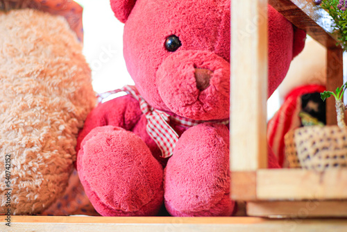 Pink bear doll sit an alone