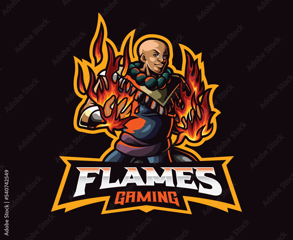 Man with fire power mascot logo design