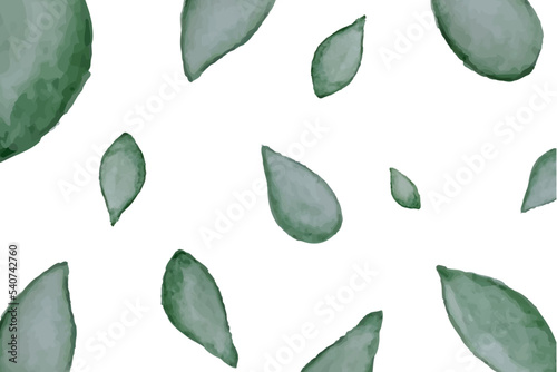 background with watercolor green leaves