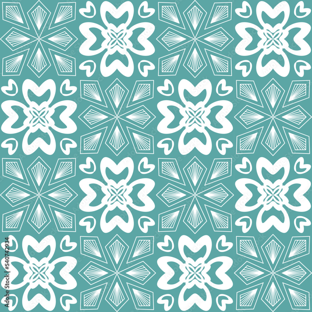 Seamless pattern mint blue pastel, tile mosaic design pottery, portuguese style in pottery, vector illustration Seamless pattern mint blue pastel, tile mosaic design pottery, portuguese style in pottery, vector illustration