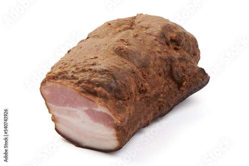 Smoked Pork meat, isolated on white background.