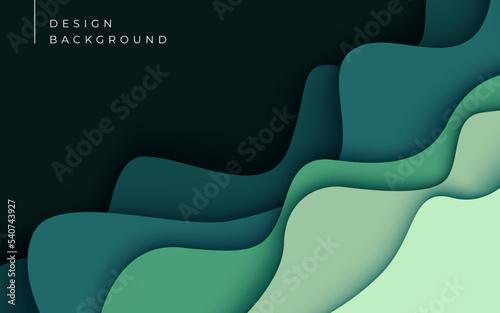 Multi layers green color texture 3D papercut layers in gradient vector banner. Abstract paper cut art background design for website template. Topography map concept or smooth origami paper cut
