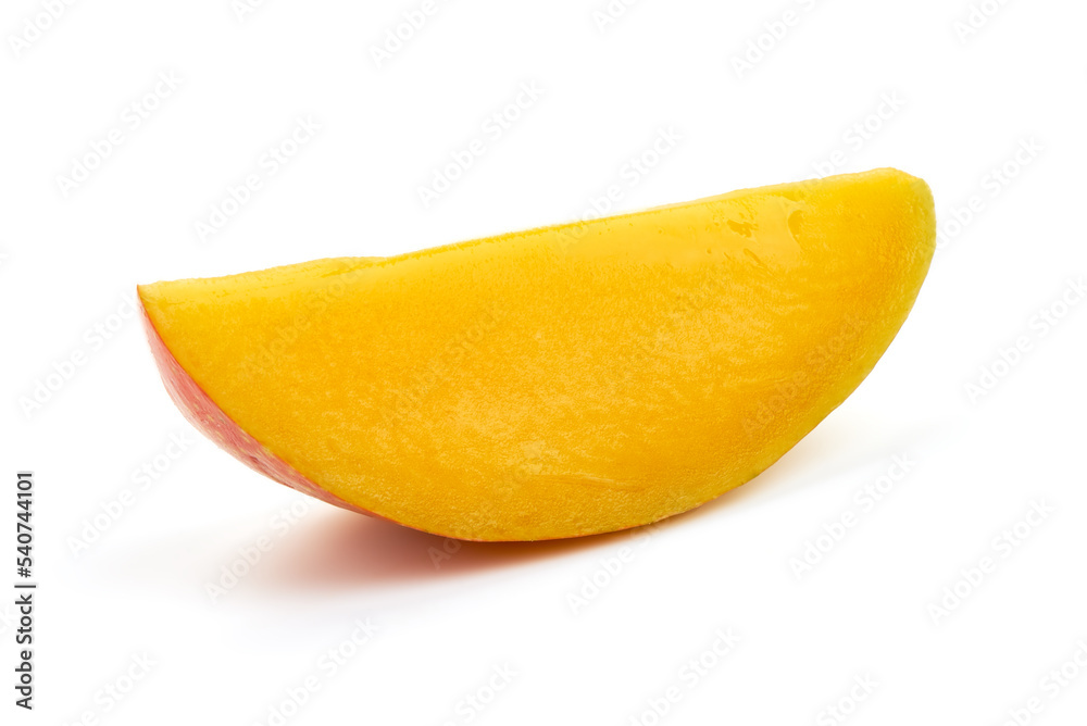 Delicious ripe mango slece isolated on white background