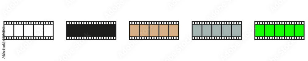 Seamless film strips icon vector. Film strip roll.  Curved film strip png.  Vector illustration eps10