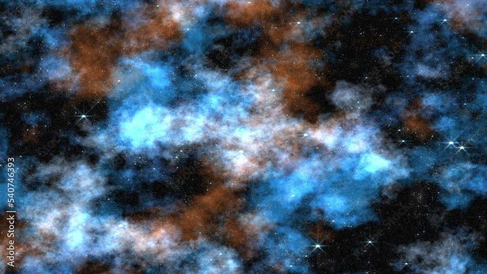Seamless loop galaxy exploration through outer space towards glowing milky way galaxy. Nebulae, clouds and stars field. Black space emptiness with clouds of nebulas from molecular gas. 3d rendering. 4 Seamless loop galaxy exploration through outer space towards glowing milky way galaxy. Nebulae, clouds and stars field. Black space emptiness with clouds of nebulas from molecular gas. 3d rendering. 4