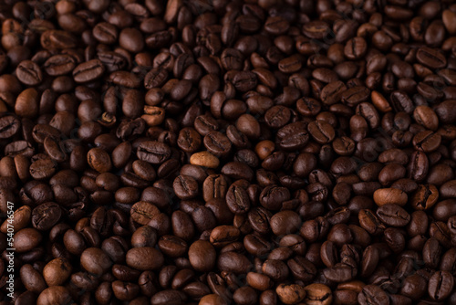 Close-up view of the coffee beans