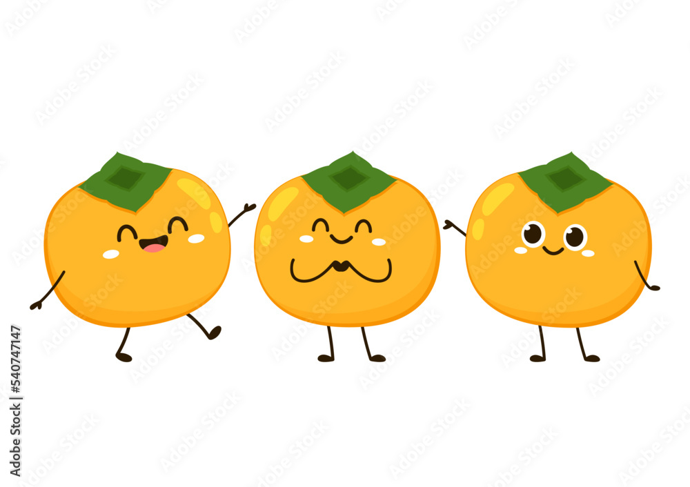 Fototapeta premium Persimmon cartoon vector. Persimmon on white background. Cute Persimmon character design.