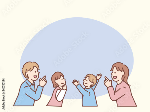相談するイラスト(家族、話す、理想、将来、プラン、子供、夫婦) Illustration to discuss.Family, talking, ideals, future, plans, children, husband and wife.
