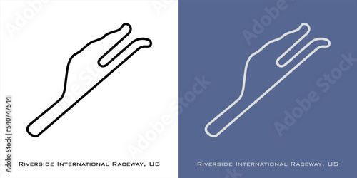 Riverside International Raceway circuit for formula one F1, motorsport, GP, autosport and  grand prix race tracks. Vector on white and blue background. Watkins Glen, United States - United  states