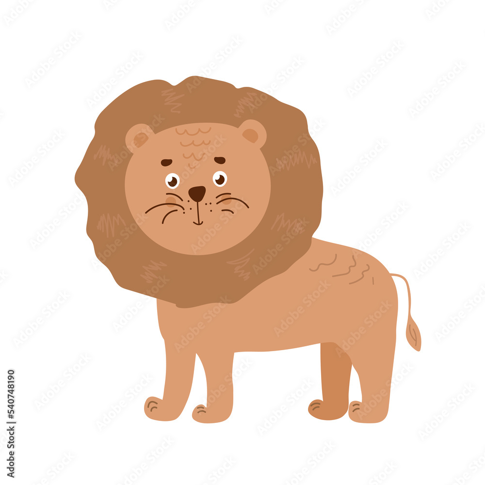 Wildlife animals. Cute lion with simple greens vector illustration. Jungle life clipart vector design. Wildlife animals. Cute lion with simple greens vector illustration. Jungle life clipart vector design.