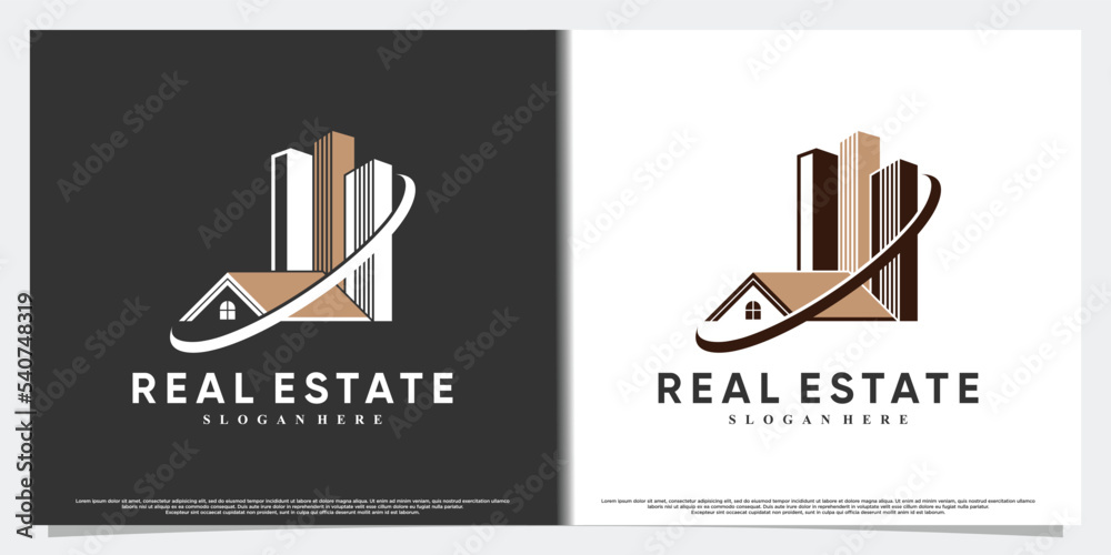 Icon real estate logo design with style and modern concept Premium Vector Icon real estate logo design with style and modern concept Premium Vector