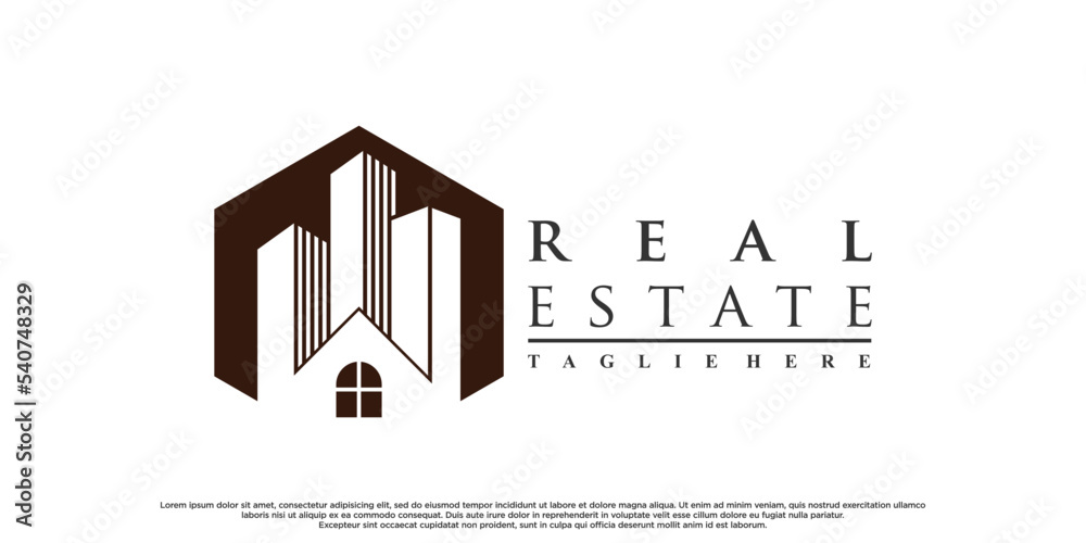 Icon real estate logo design with style and modern concept Premium Vector