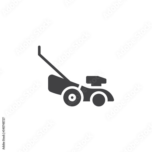 Grass cutter or lawnmower vector icon