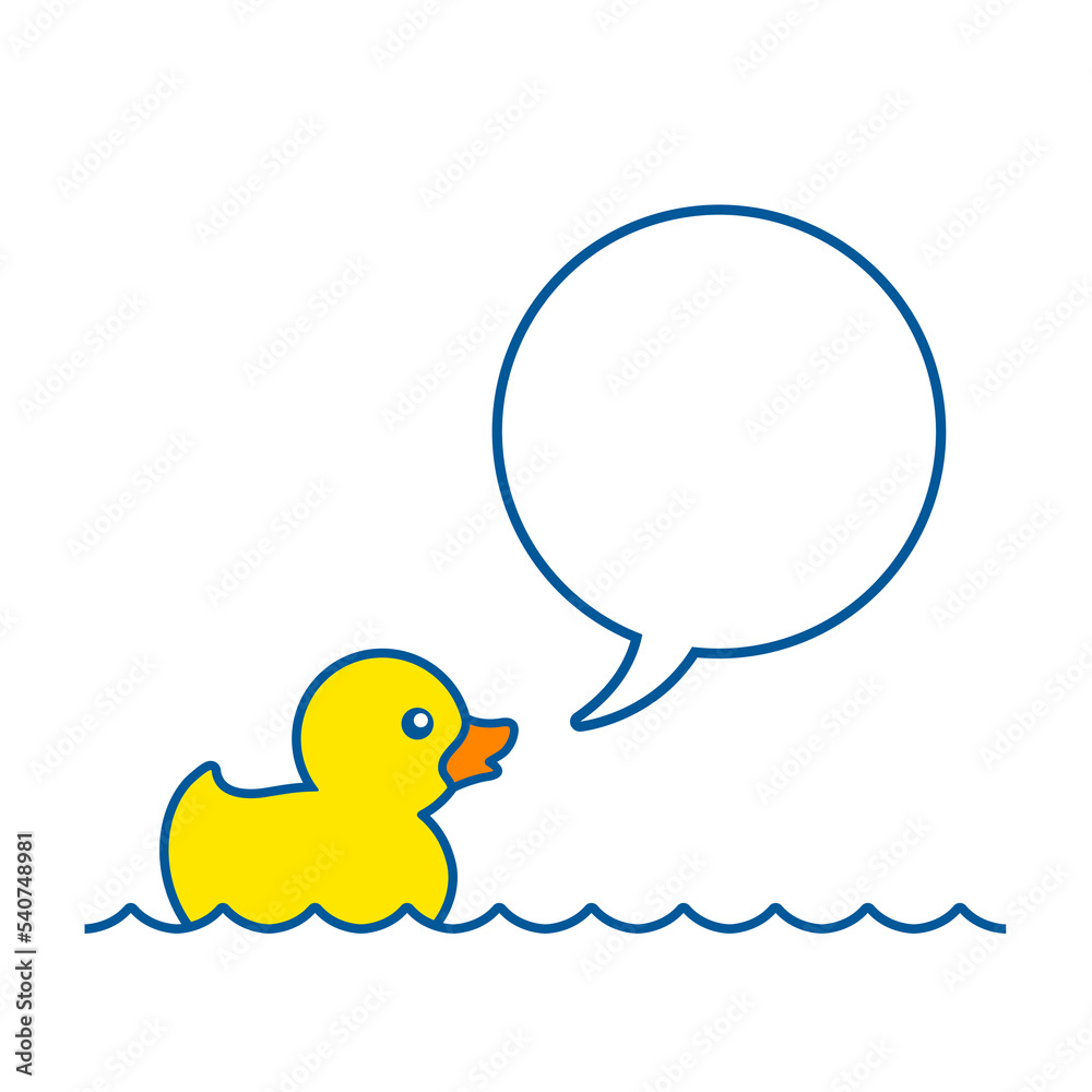 Yellow rubber duck with a speech bubble swimming Yellow rubber duck with a speech bubble swimming