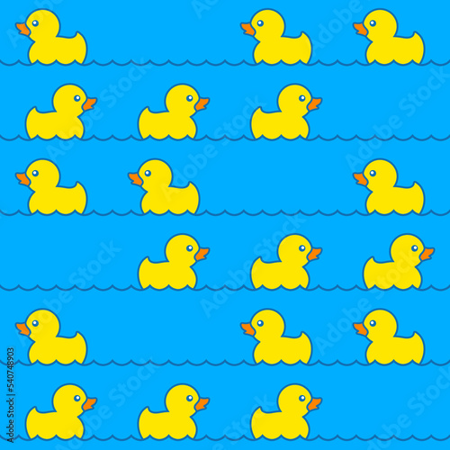 cute rubber duck swimming seamless pattern
