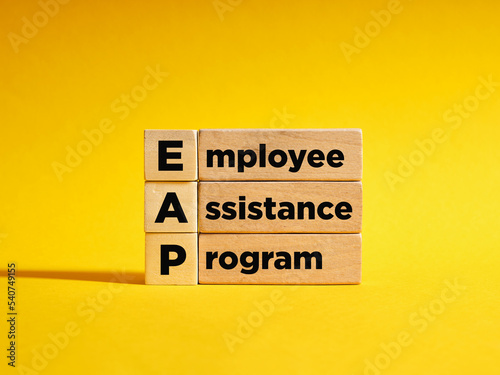 Foto Wooden cubes with the the abbreviation EAP employee assistance program