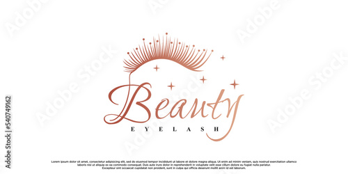 Beauty eyelash extension logo design with creative element Premium Vector
