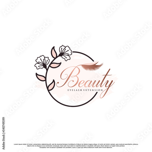Beauty eyelash extension logo design with creative element Premium Vector