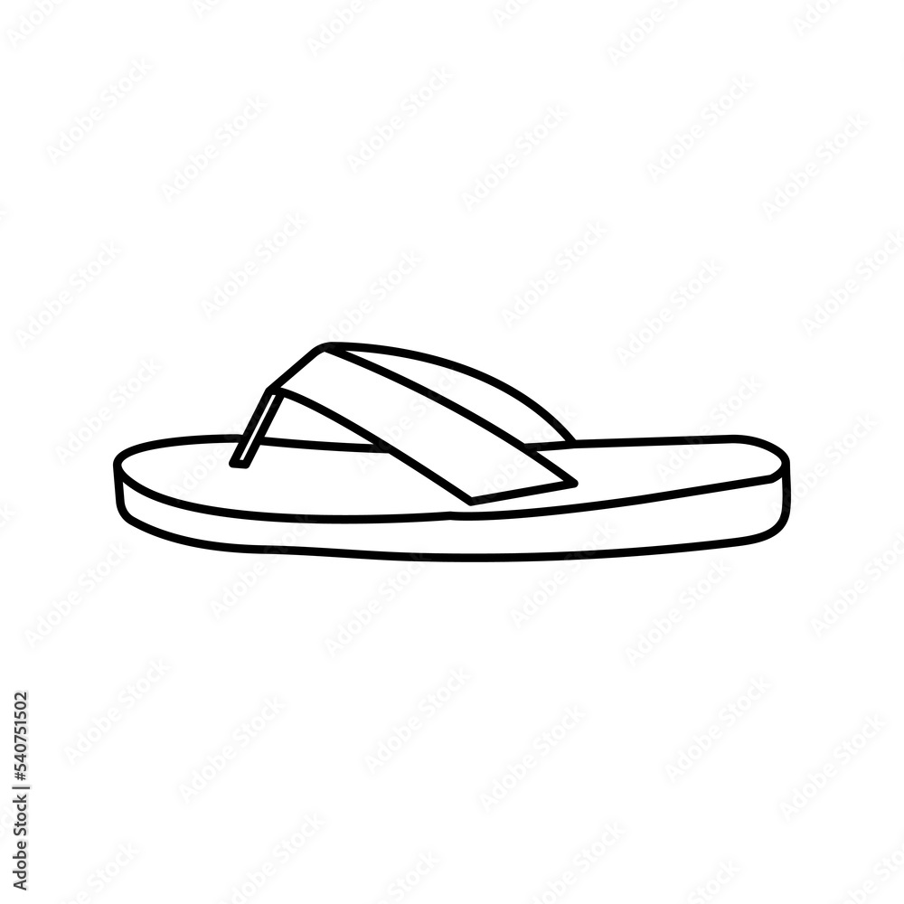 Slipper linear vector icon. Flip flops line thin sign color editable Slipper linear vector icon. Flip flops line thin sign color editable