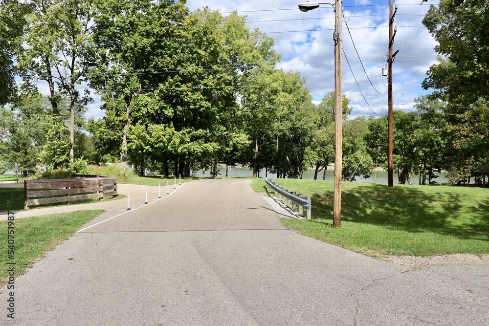 The empty road in the country on a sunny day.