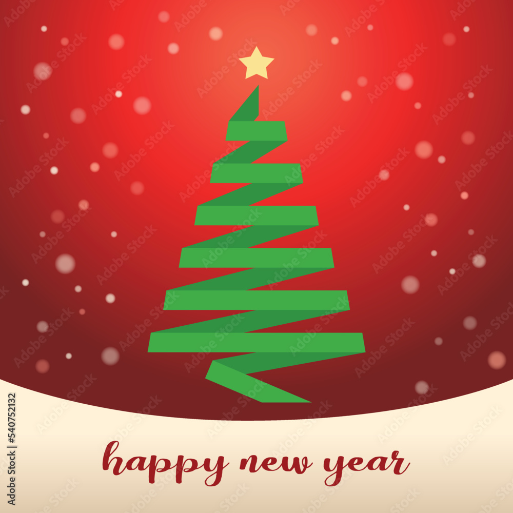 Vector origami card with green christmas tree, snow and space for your text. Happy new year! Vector origami card with green christmas tree, snow and space for your text. Happy new year!