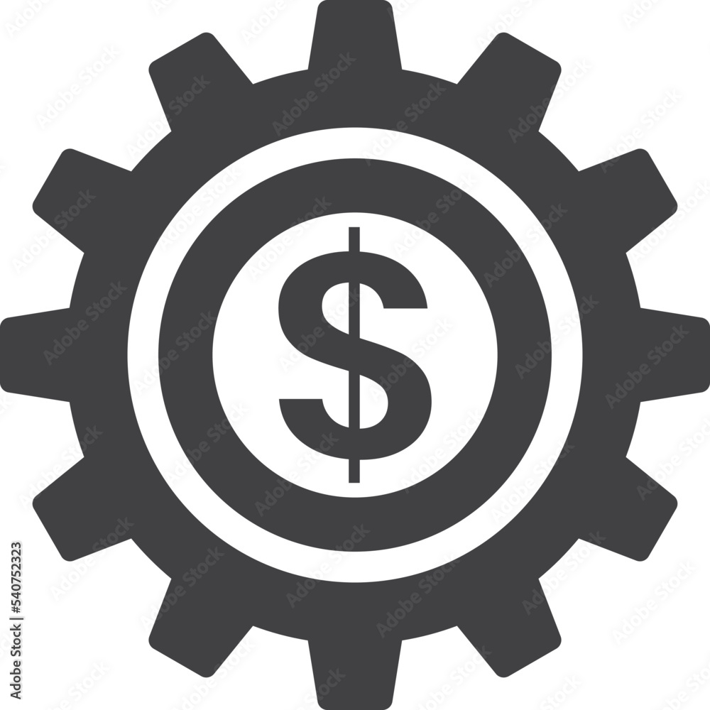 money and cogs illustration in minimal style money and cogs illustration in minimal style