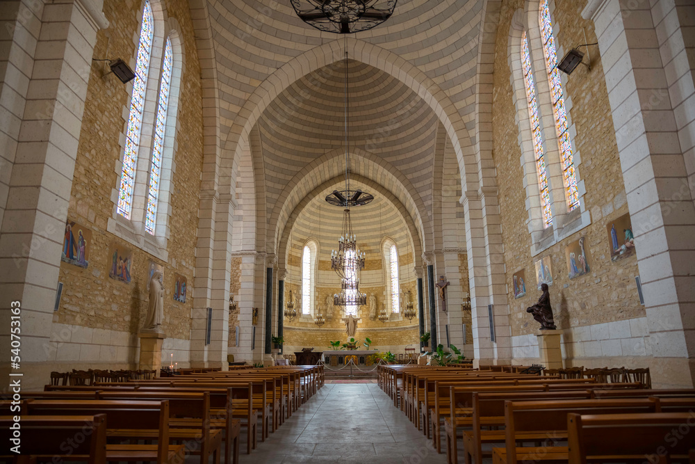 indoor of the church in montignac in the dordogne
