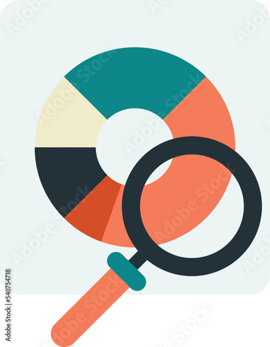 magnifying glass and pie chart illustration in minimal style
