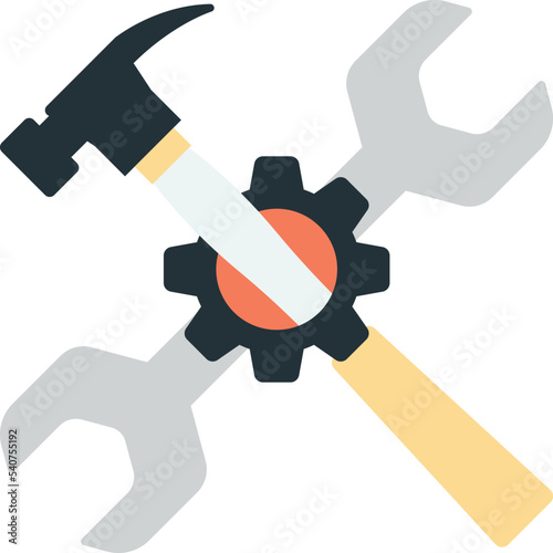 hammer and wrench illustration in minimal style