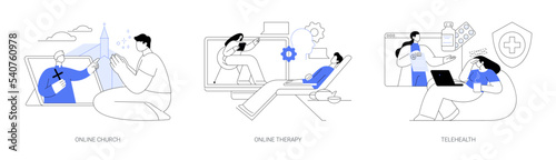 Distance help and support abstract concept vector illustrations.