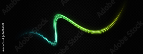 Glowing luxury lines effect. Colorful glittering magic particles trail isolated on transparent background. Sparkling wavy light effect.
