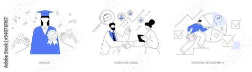 Social abilities abstract concept vector illustrations.