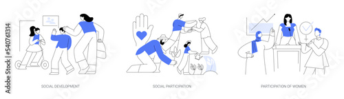 Social skills competence abstract concept vector illustrations.