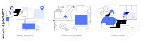 Storage automation abstract concept vector illustrations.