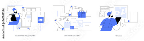 Logistics order processing abstract concept vector illustrations.