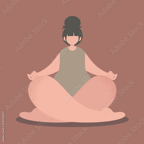 Vector flat illustration. The girl is doing yoga.